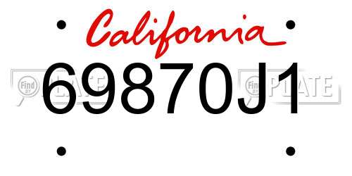 69870J1 California License Plate