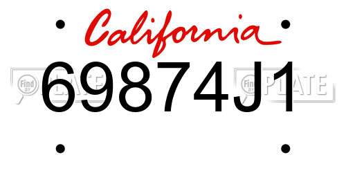 69874J1 California License Plate