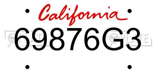 69876G3 California License Plate