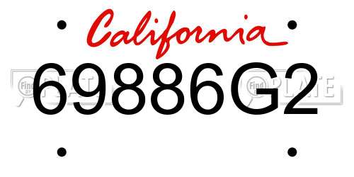69886G2 California License Plate