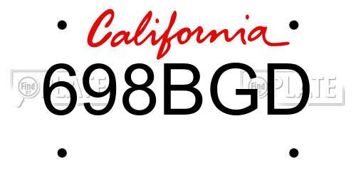 698BGD California License Plate