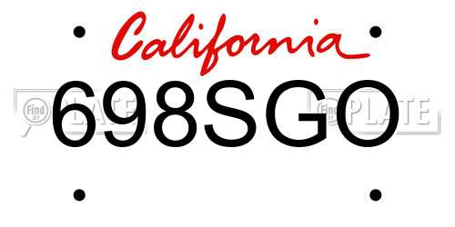 698SGO California License Plate
