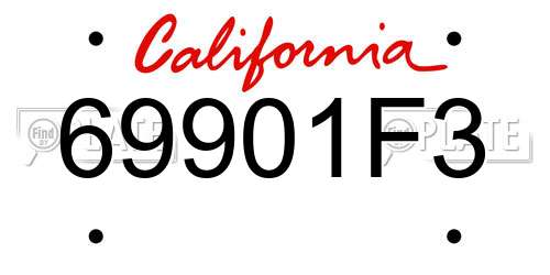 69901F3 California License Plate