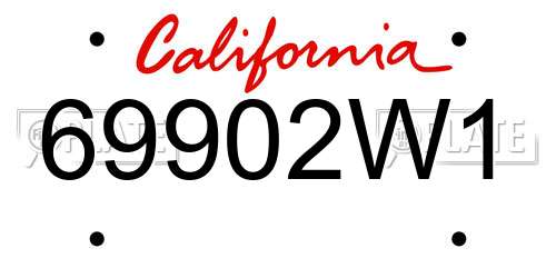 69902W1 California License Plate