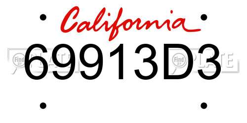 69913D3 California License Plate