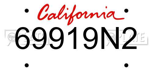 69919N2 California License Plate