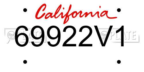 69922V1 California License Plate