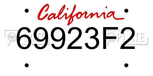 69923F2 California License Plate
