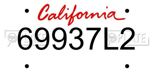 69937L2 California License Plate