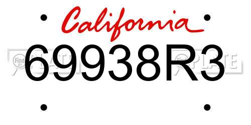69938R3 California License Plate