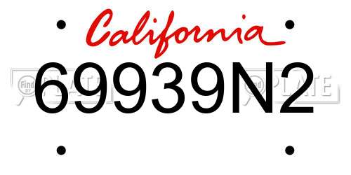 69939N2 California License Plate