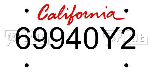 69940Y2 California License Plate
