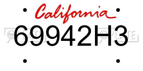 69942H3 California License Plate