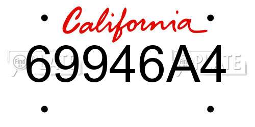 69946A4 California License Plate