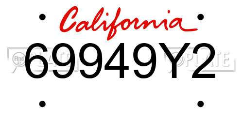 69949Y2 California License Plate