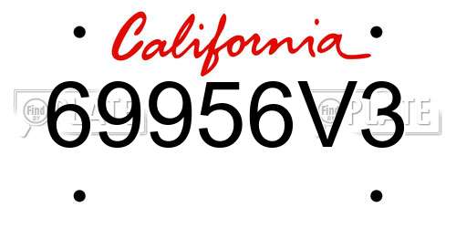 69956V3 California License Plate