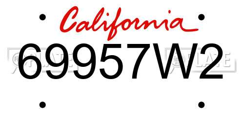 69957W2 California License Plate