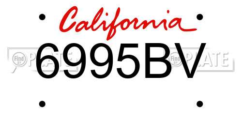 6995BV California License Plate