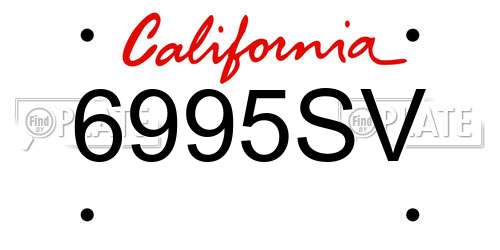 6995SV California License Plate