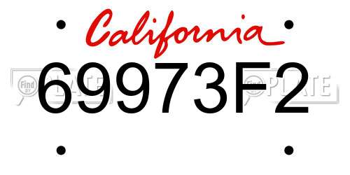 69973F2 California License Plate