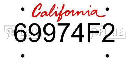 69974F2 California License Plate