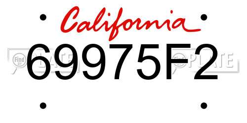 69975F2 California License Plate
