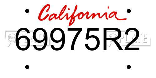 69975R2 California License Plate
