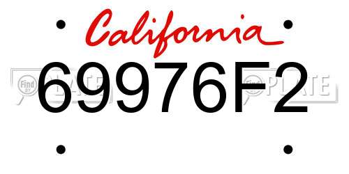 69976F2 California License Plate