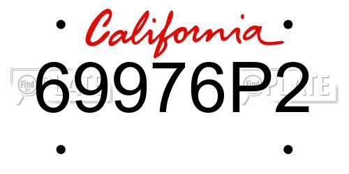 69976P2 California License Plate