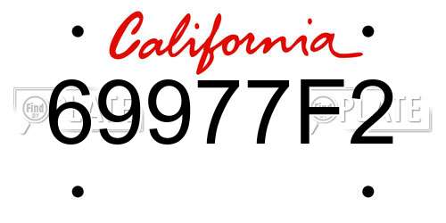 69977F2 California License Plate