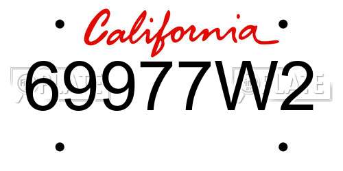 69977W2 California License Plate