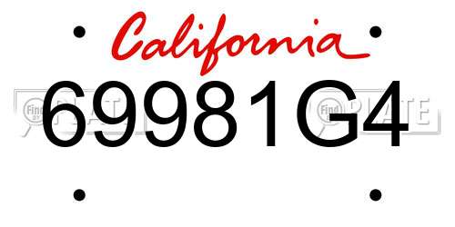 69981G4 California License Plate