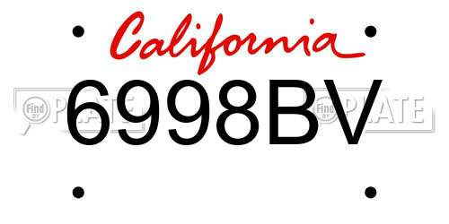 6998BV California License Plate