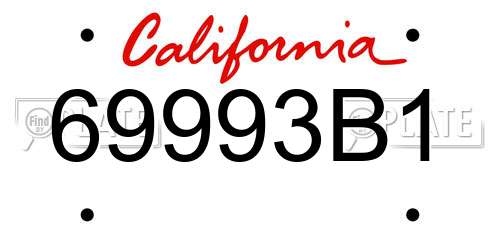 69993B1 California License Plate