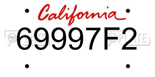 69997F2 California License Plate