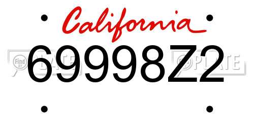 69998Z2 California License Plate