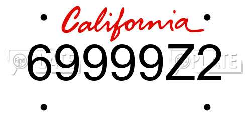 69999Z2 California License Plate