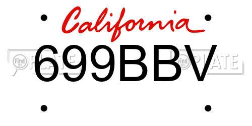 699BBV California License Plate