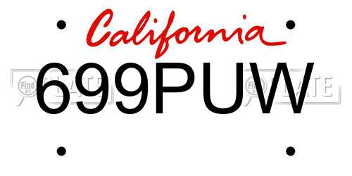 699PUW California License Plate