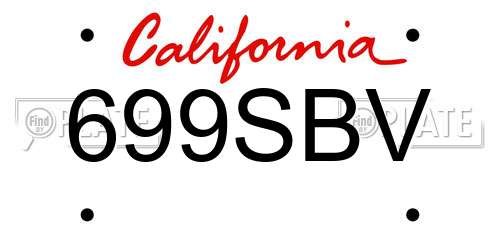 699SBV California License Plate
