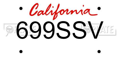 699SSV California License Plate