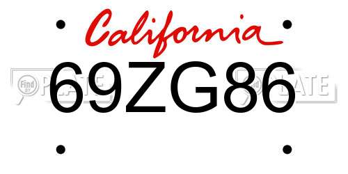 69ZG86 California License Plate
