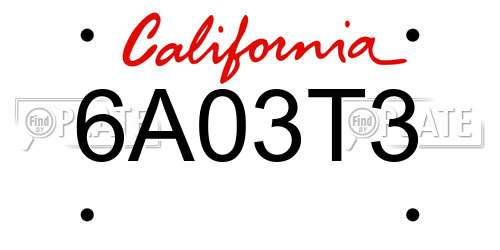 6A03T3 California License Plate