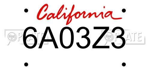 6A03Z3 California License Plate
