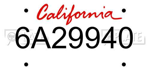 6A29940 California License Plate
