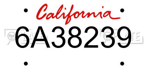 6A38239 California License Plate