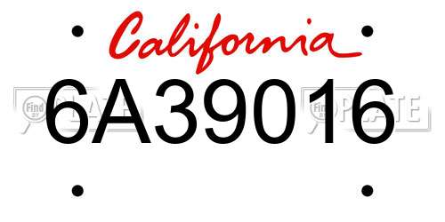 6A39016 California License Plate