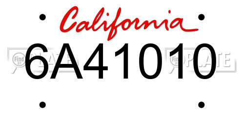 6A41010 California License Plate
