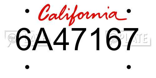 6A47167 California License Plate