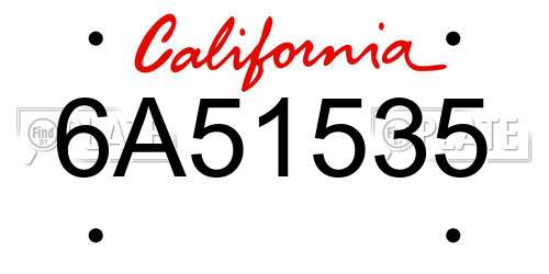 6A51535 California License Plate